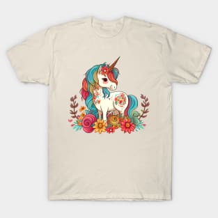 Cute Floral Unicorn T-Shirt
